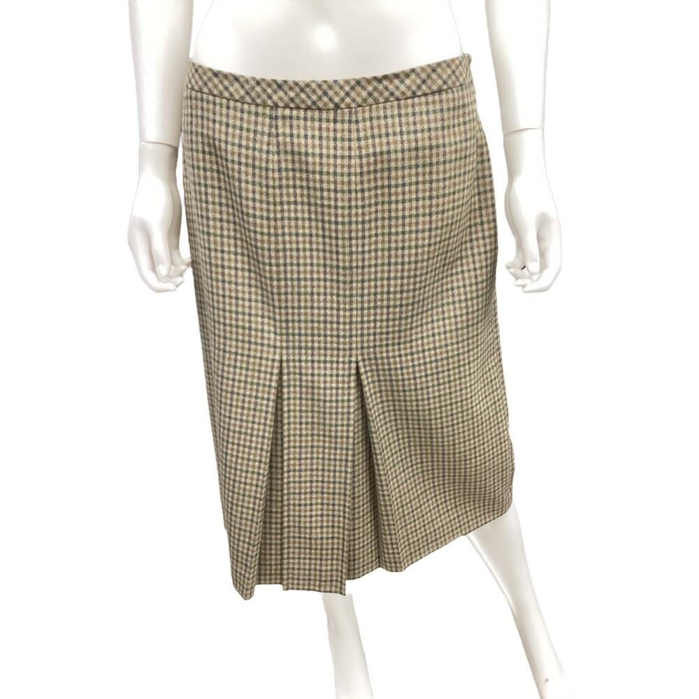Brooks Brothers Skirt Women’s Size 10 Plaid Cashmere Wool Blend Lightly Pleaded